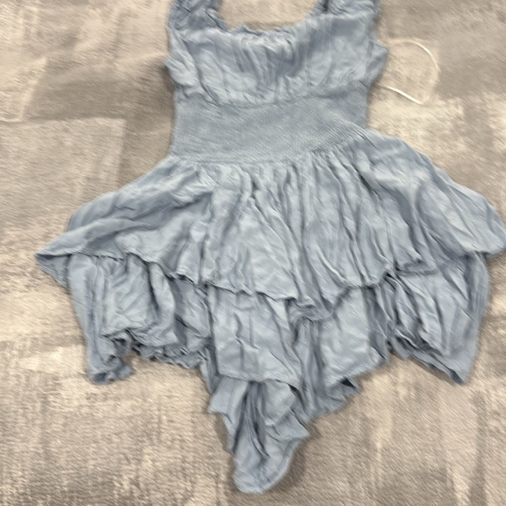 Blue Off-Shoulder Ruffled Dress - Picture 5 of 5